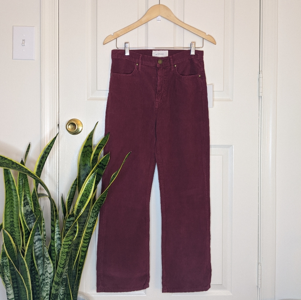 The GREAT Western Crop Burgindy Wide-leg Corduroys - Picture 5 of 13